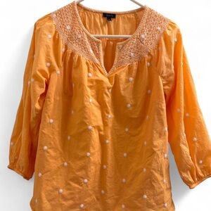 Talbots Vibrant Orange Embroidered Blouse